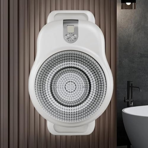 Electric Shower Back Scrubber Wall Mounted, Electric Smart Wall Mounted Exfoliating Brush with 18CM Large Brush Head, 360° Automatic Rota-Tion and 2-Speed Adjustment for Shower